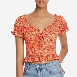 Aqua Kaleidoscope Smocked Lace Up Crop Top